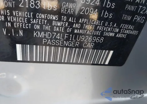 2020 Hyundai Elantra Se z USA, uszkodzony, nr VIN KMHD74LF1LU926968